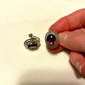 Sterling Silver Amethyst earrings for Non-pierced ears. Stunning set!